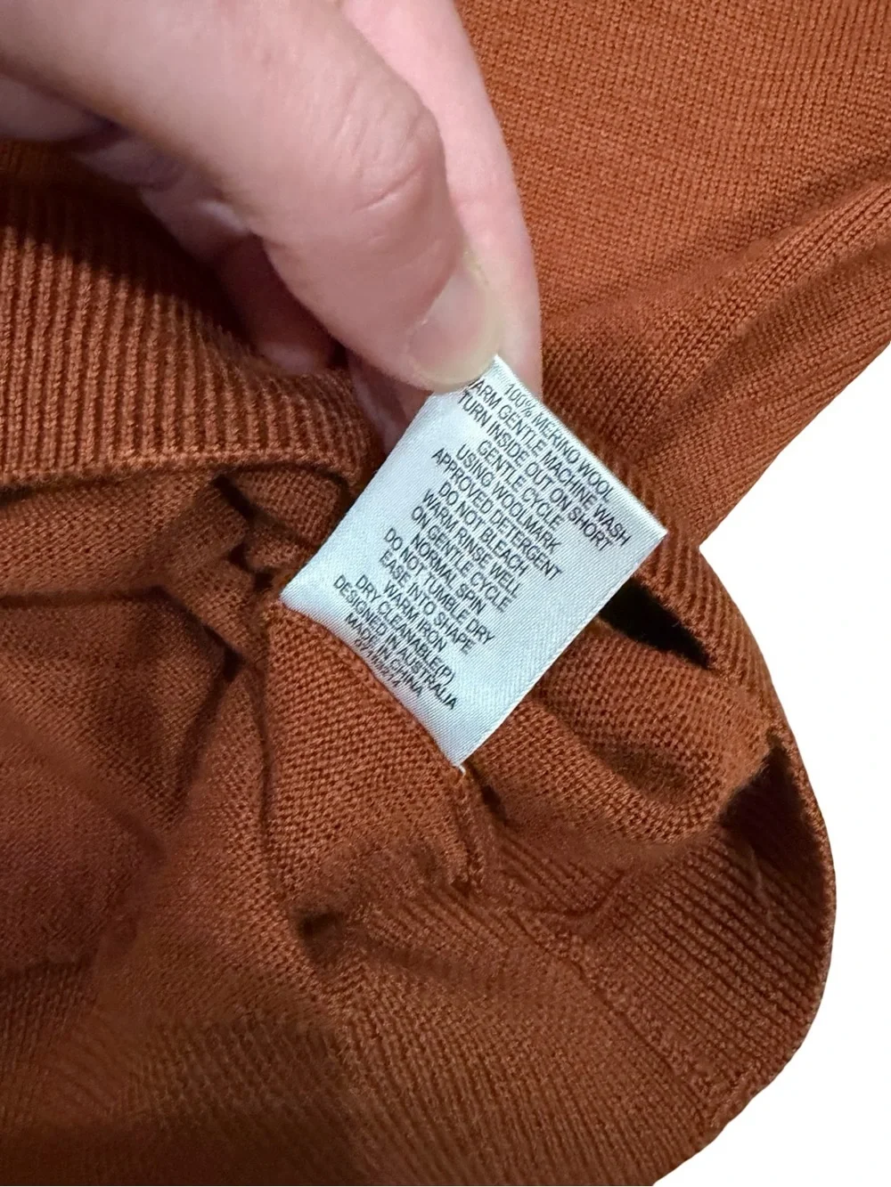 🌟 Merino Collection Australian Merino Wool Rust Orange Crewneck Sweater Size XL